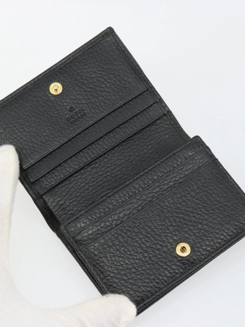 GUCCI GG Marmont Bifold Wallet Leather Black Gold 456126 Auth bs35602 - Picture 8 of 15